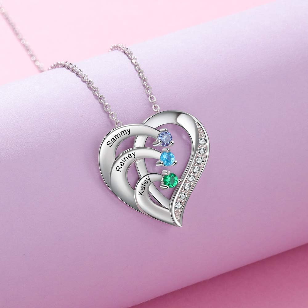 Sterling Silver Mother Necklace with Birthstone