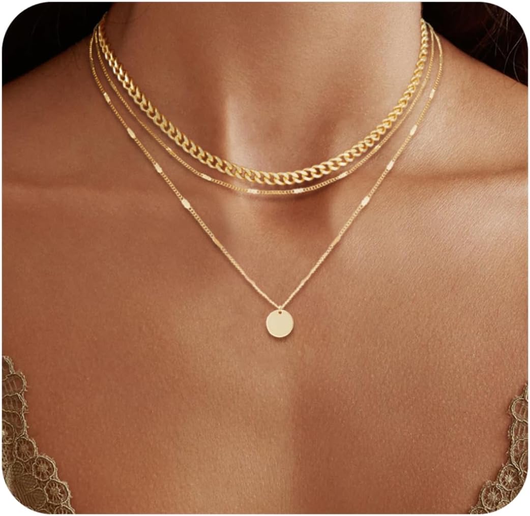 14K Gold Plated Layering Necklaces for Women