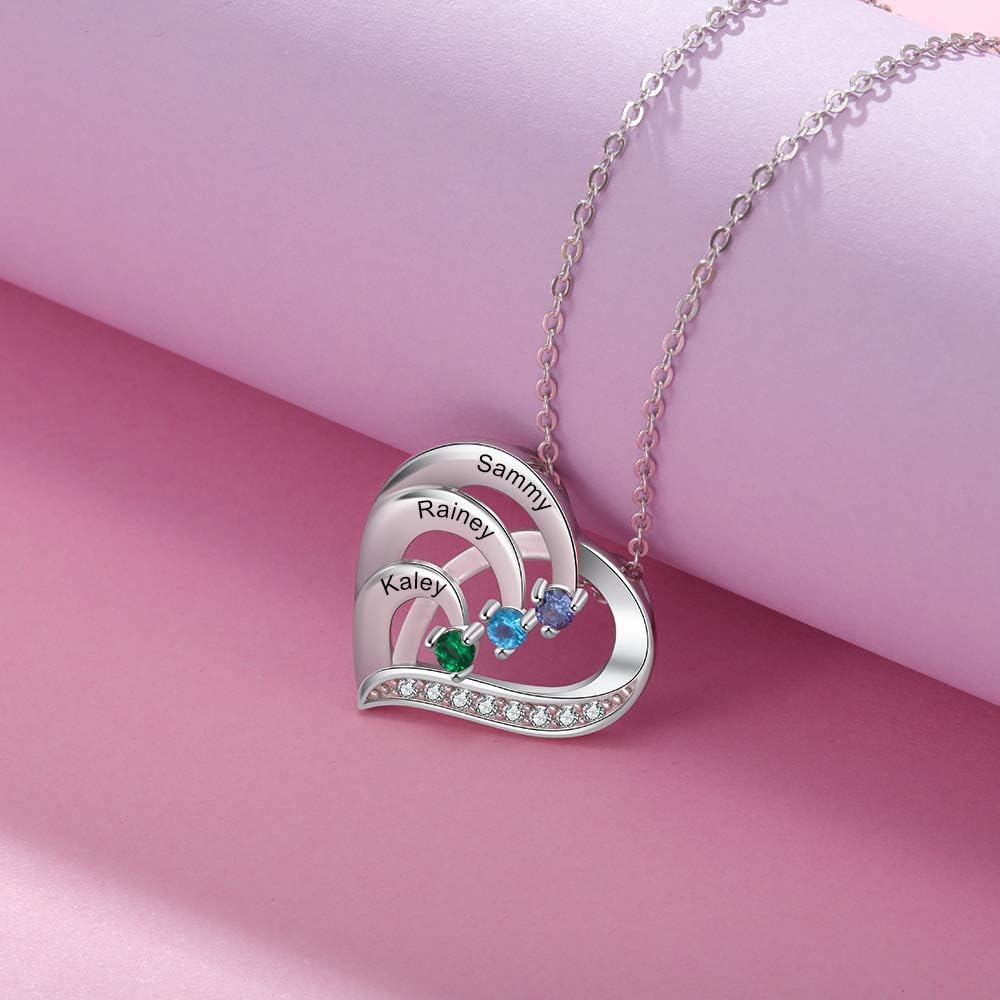 Sterling Silver Mother Necklace with Birthstone