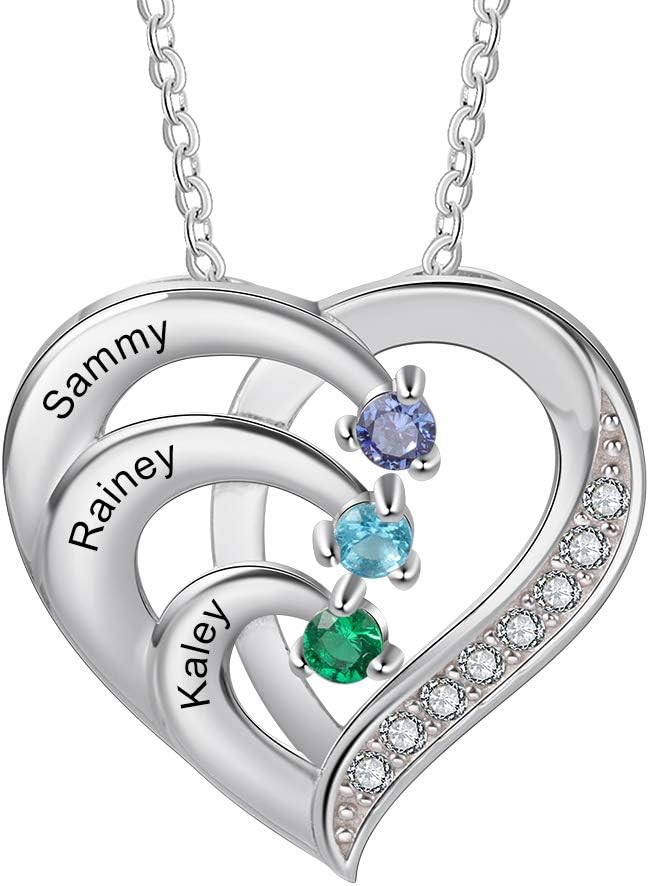 Sterling Silver Mother Necklace with Birthstone