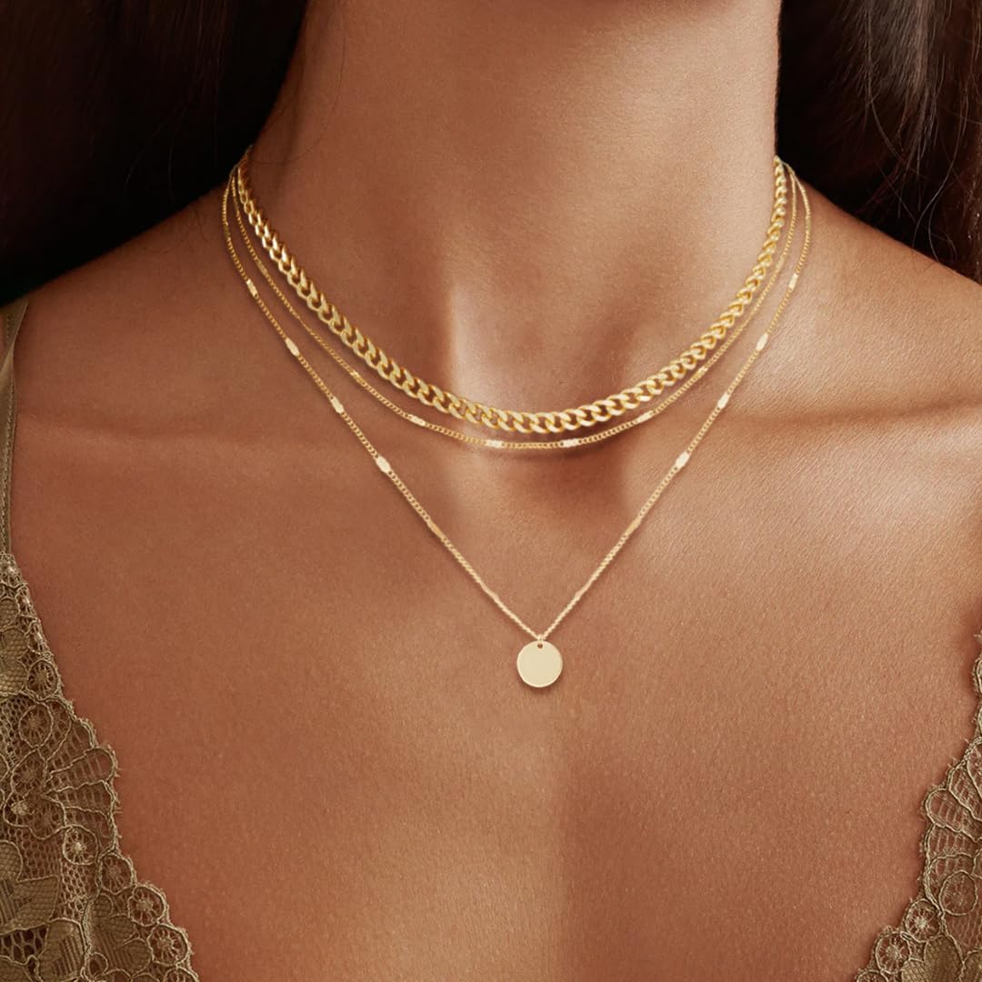 14K Gold Plated Layering Necklaces for Women