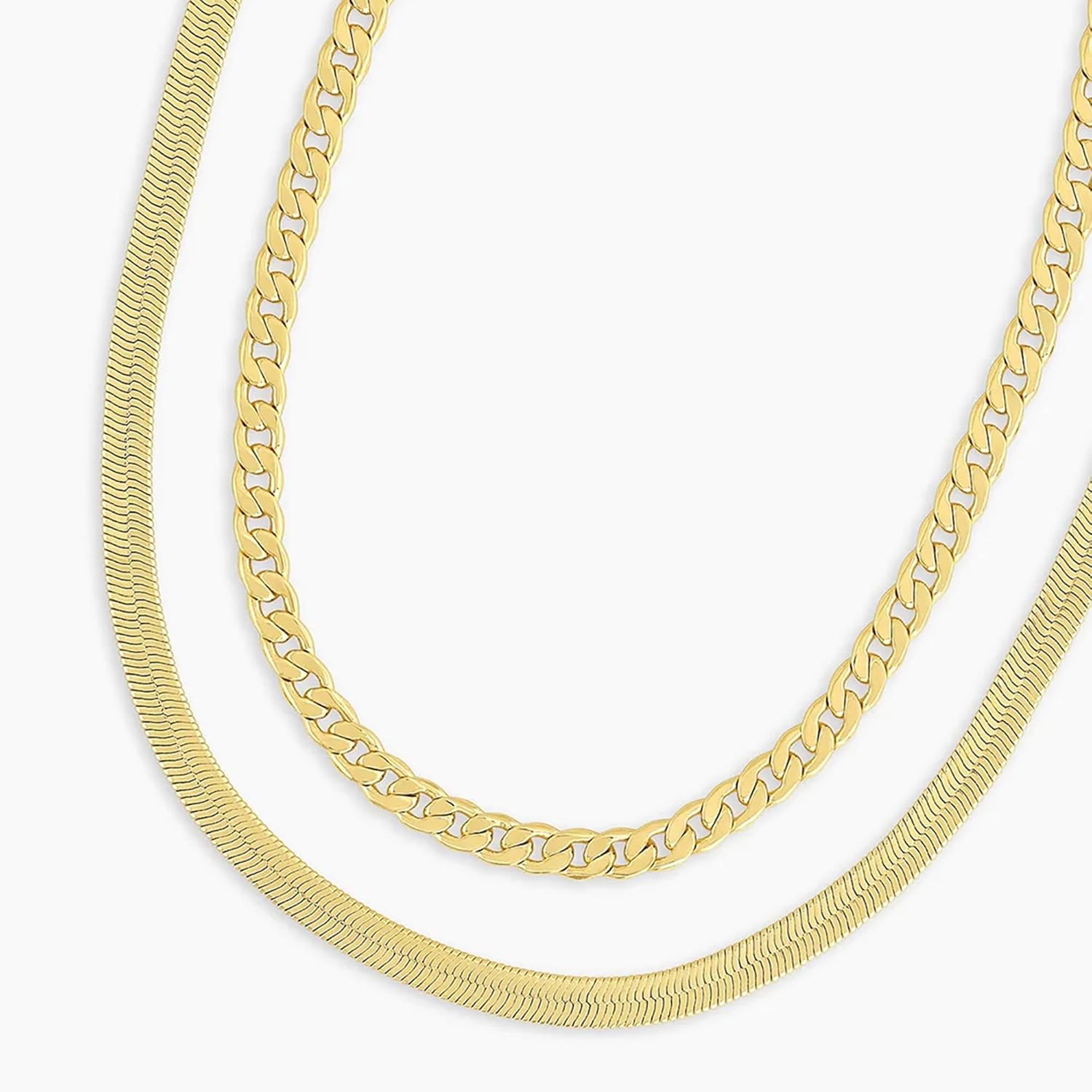 Herringbone Necklace for Women Review Dainty 14K Gold Plated Snake Chain Choker Layered Necklace