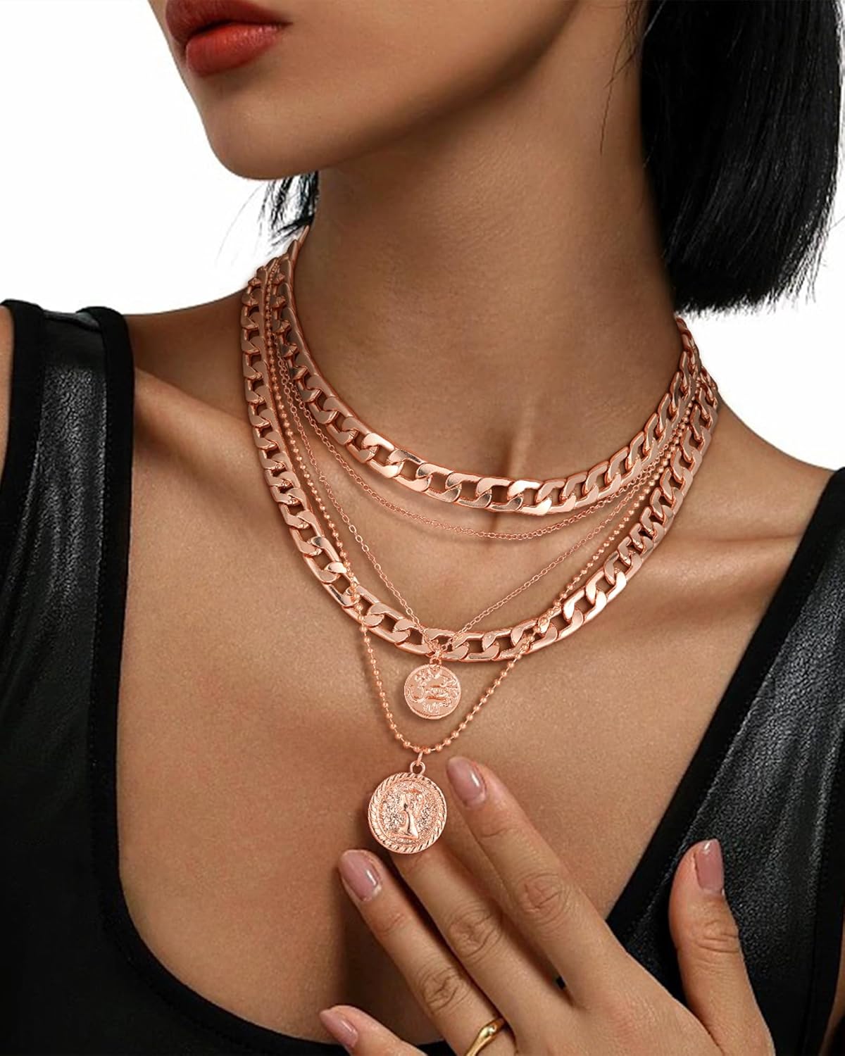 MJartoria Gold Layered Necklaces
