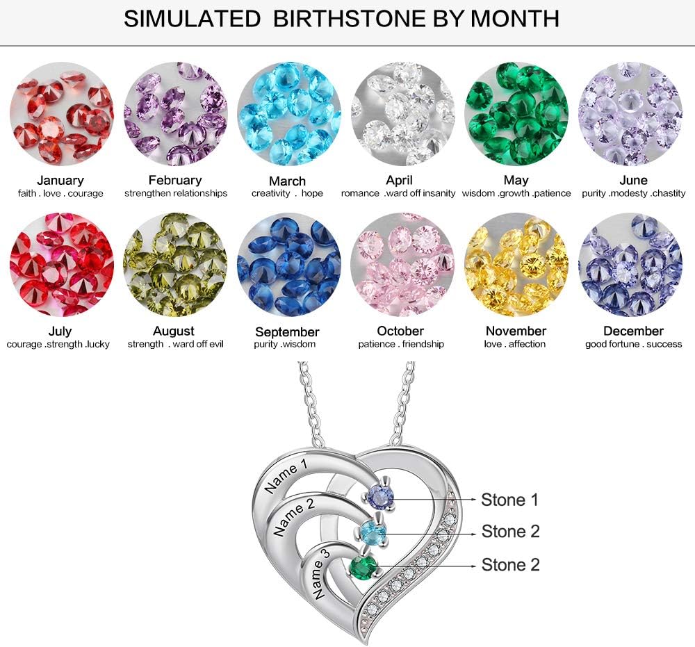 Sterling Silver Mother Necklace with Birthstone