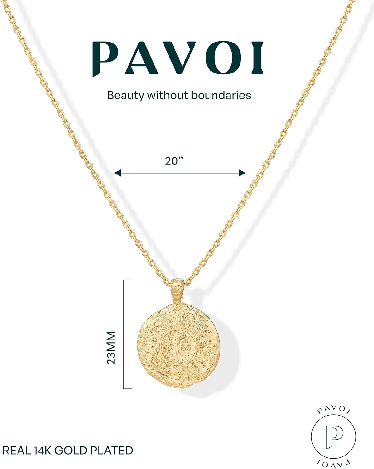 PAVOI 14K Gold Coin Pendant Necklace