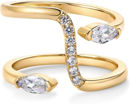 A Sparkle That Tells a Story: The PAVOI 14K Gold Plated Bypass Open Band Ring