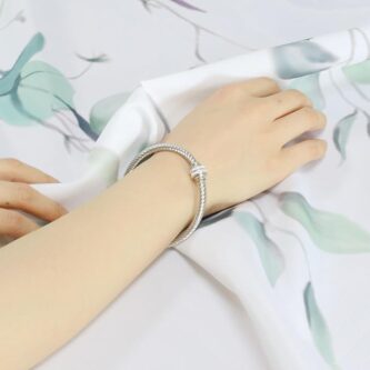 Cable Bracelet Two Tone Stainless Steel Retro Twisted Wire Bangle Bracelet