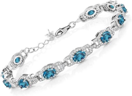 Gem Stone King 7-14 Cttw Oval Gemstone Birthstone Tennis Bracelet for Women