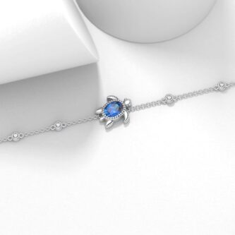 urtle Bracelet for Women – 925 Sterling Silver London Blue Topaz Sea Turtle Jewelry