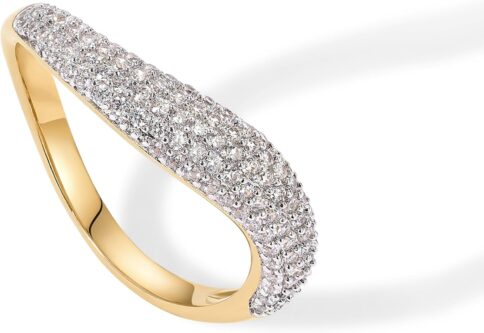 Shine with Timeless Elegance: PAVOI’s 14K Gold Plated Wavy CZ Stackable Eternity Ring